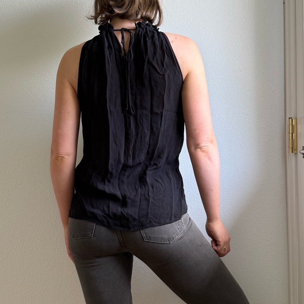 Ramy Brook 100% Pure Silk Black High Neck Blouse size small - Picture 6 of 12